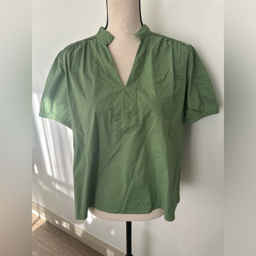 Alfani granny apple green blouse shirt cotton blend SZ 10